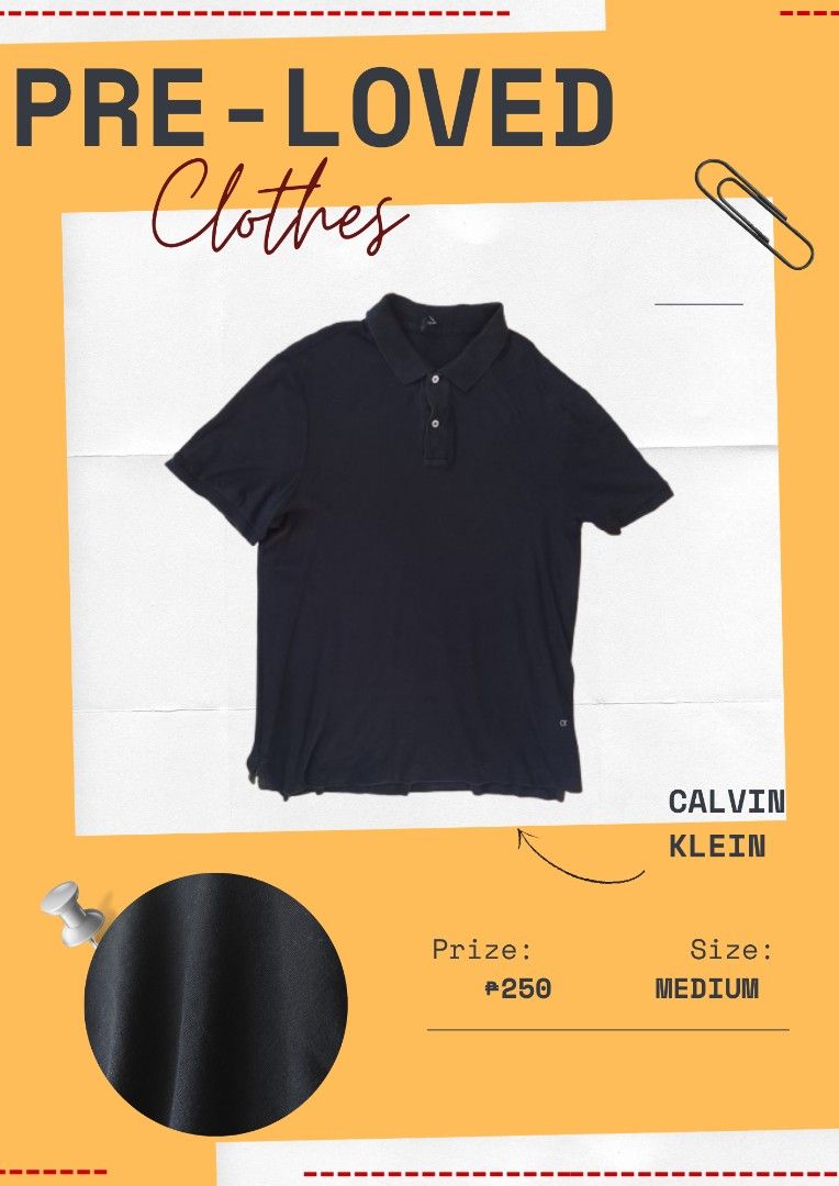 Calvin Klein Navy Blue Polo Shirt (Category: Tshirts & Polo Shirts ) located in Manila. Submitted by andwiyaa (Listing ID 1470559221, Image 1). Description: - Brand: Calvin Klein - Color: Navy blue - Material: Soft cotton - Fit: Regular fit - Features: Short sleeves, standard collar, button placket, and subtle logo near the bottom hem - Condition: Great basic piece for casual everyday wear.