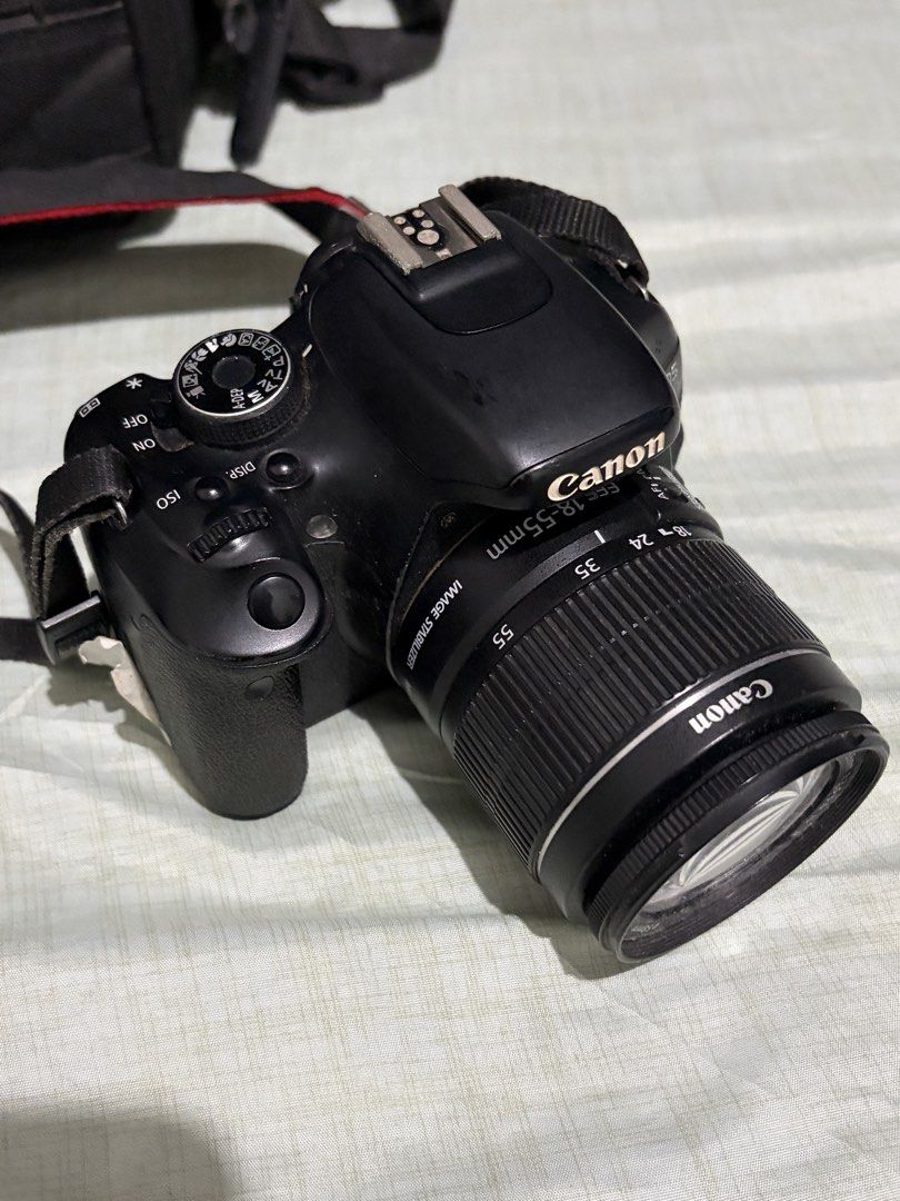 Canon Eos 600d Camera DSLR (Category: Cameras) located in Pilar. Submitted by vixenlaced (Listing ID 1470675543, Image 2). Description: Inclusions - Battery - Charger - Bag - Camera Straps Issues: - Lens auto focus not working na, pwede pa ata parepair but working yung manual focus. - Battery door not closing need naka tape pede din parepair DM for sample pics :)) Price is slightly negotiable .