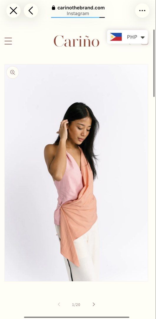 Cariño Silvia Top in Blush/Peach (Category: Sleeveless) located in Cainta. Submitted by marielleanne.valle (Listing ID 1470671729, Image 1). Description: Size XS Worn once Check 4th pic for actual when worn.