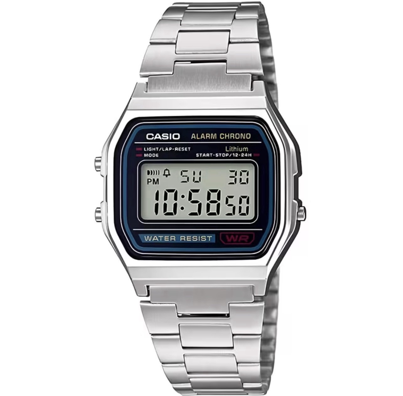 Casio A158WA-1 Men's Classic Digital Grey Dial Stainless Steel Chrono ...