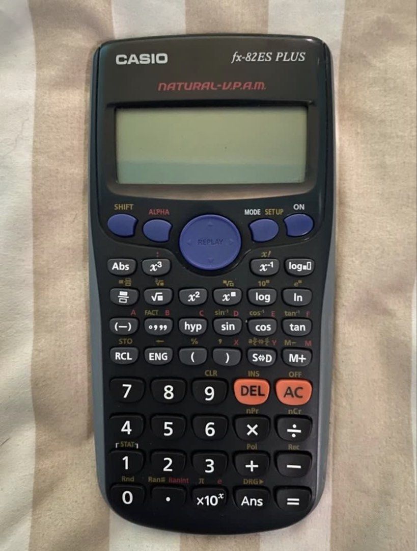 Casio fx-82ES PLUS Scientific Calculator (Category: Office & Business Technology) located in Taguig. Submitted by miss_beloved.25 (Listing ID 1470576819, Image 2). Description: - Model: Casio fx-82ES PLUS scientific calculator (Black & Grey) - Display: Dual-line natural textbook display with a crisp screen - Features: Fraction calculations, statistics, trigonometry, and all standard functions - Protection: Sliding hard cover with a quick referenc