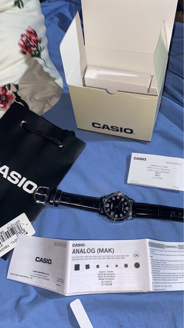 Casio MTP-VO01L-1BUDf Men's Watch (Category: Luxury Watches) located in Manila. Submitted by sharlynnec61693 (Listing ID 1470645493, Image 2). Description: Brand New & 100% Authentic • Black dial, black leather strap • Water Resistant • Complete inclusions: watch, paper box • Price: ₽1,200.