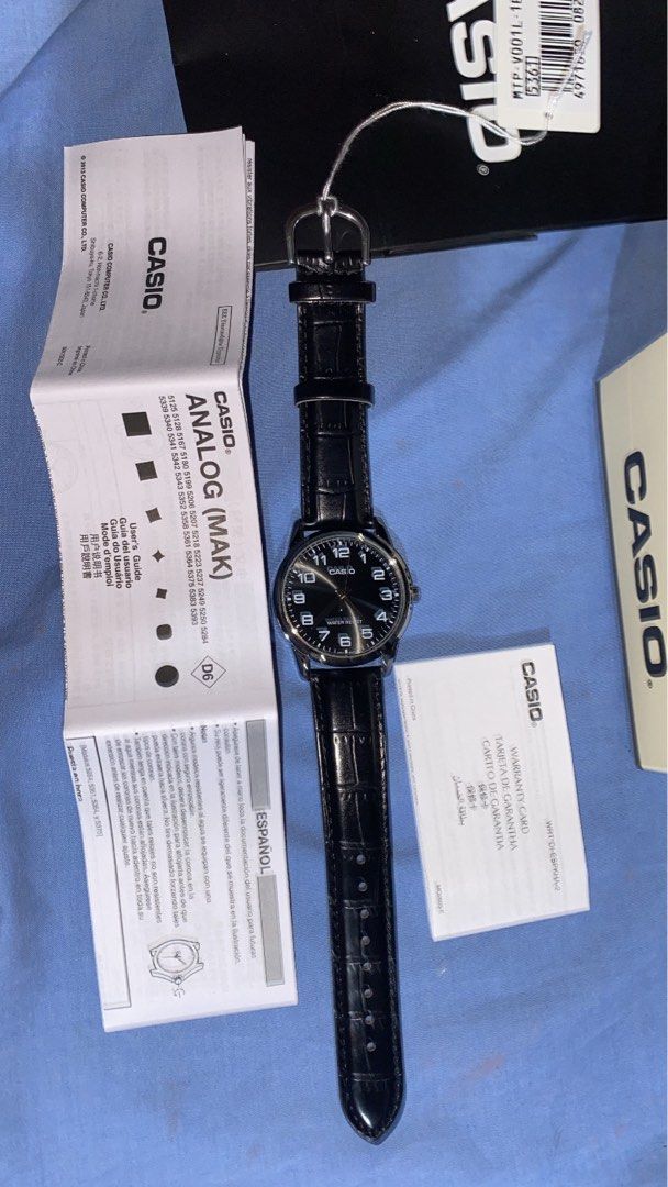 Casio MTP-VO01L-1BUDf Men's Watch (Category: Luxury Watches) located in Manila. Submitted by sharlynnec61693 (Listing ID 1470645493, Image 3). Description: Brand New & 100% Authentic • Black dial, black leather strap • Water Resistant • Complete inclusions: watch, paper box • Price: ₽1,200.