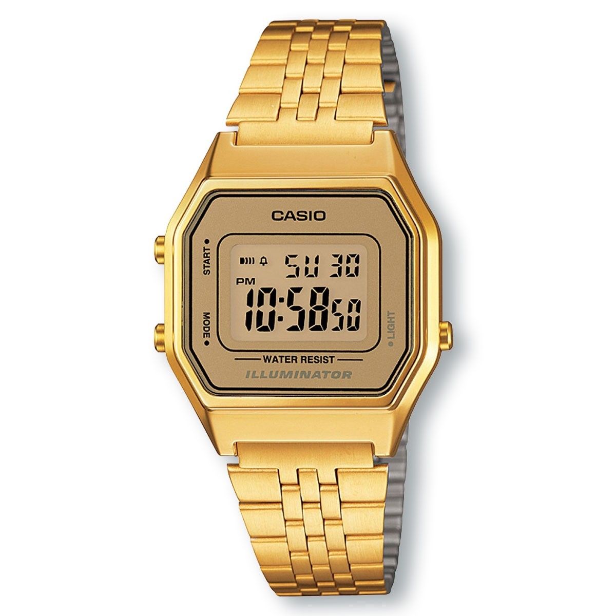 CASIO Vintage LA680WGA-9D Illuminator Digital Watch, Gold, Men's ...
