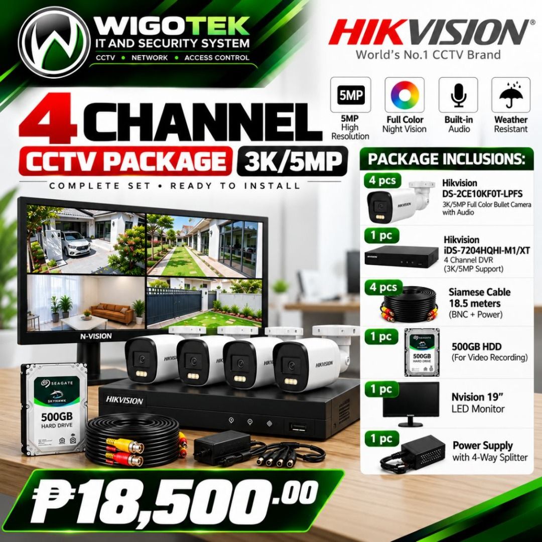 CCTV CAMERA PACKAGE 4 CHANNEL PACKAGE (Category: Security Systems & CCTV Cameras) located in Cebu City. Submitted by wenceslaor64113 (Listing ID 1470633438, Image 3). Description: For your inquiries Look For: ROSE 09383836240 09911004161 Or visit us #243 Sms Bldg Plaridel St Alang-Alang Mandaue City Cebu (Near UV Mandaue Campus Beside Dubby's Burger) ✅Pin Location: Wigotek Computers and Cctv Jose L. Briones St..
