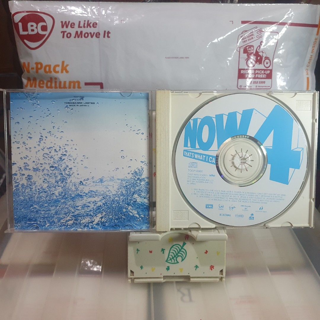 [CD] NOW That's What I Call Music! 4 (Category: CDs & DVDs) located in Quezon City. Submitted by collectionneursonline88 (Listing ID 1470701552, Image 2). Description: - Title: NOW That's What I Call Music! Vol 4 - Release: Japan import by Toshiba-EMI (1996, TOCP-8950) - Packaging: Standard jewel case with blue water bubble cover art - Tracklist: 18 hits featuring Queen, Lenny Kravitz, Maxi Priest, Ben Folds Five, and more - Condition: Includes o