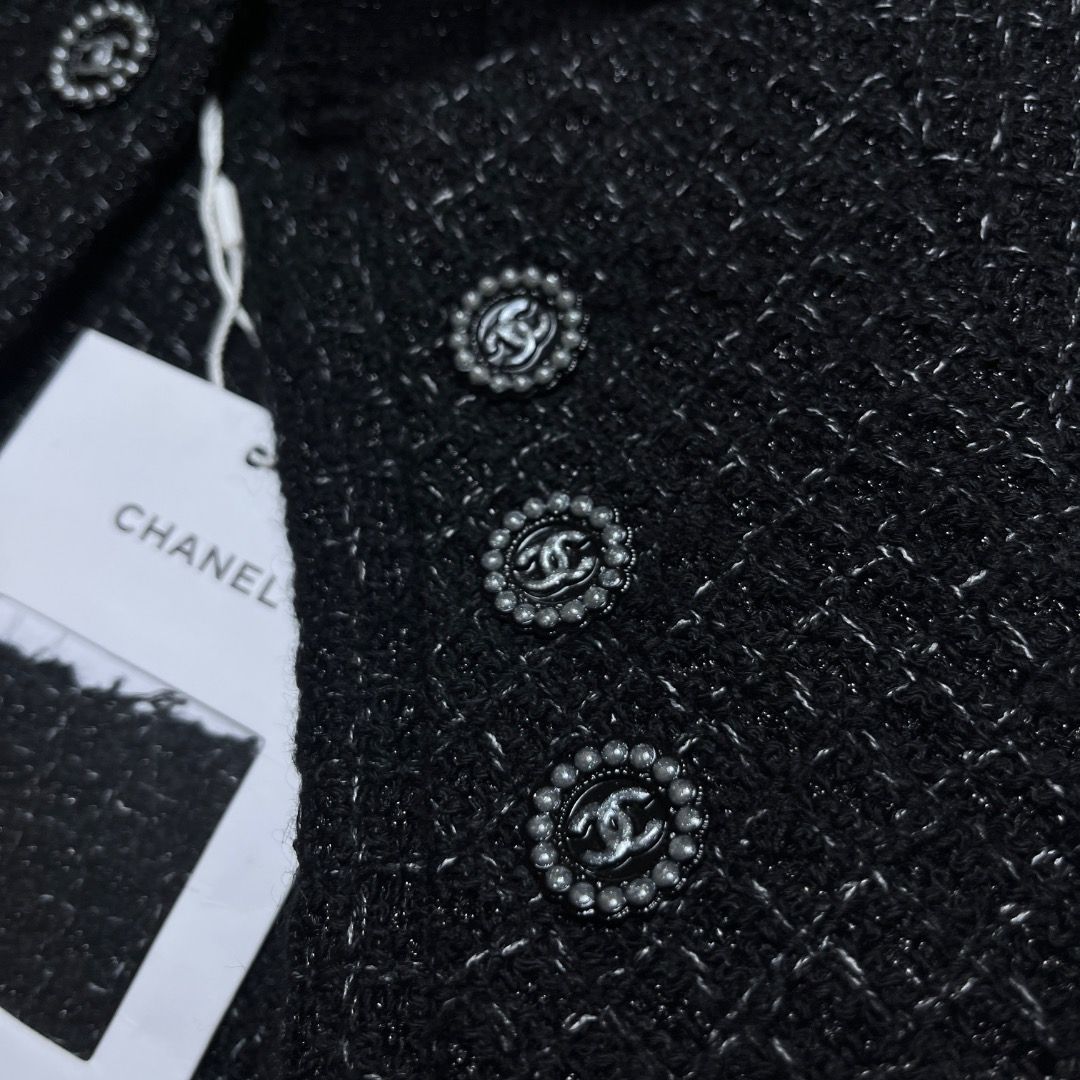 Chanel Black Tweed Bow Jacket Size 36 (Category: Coats, Jackets and Outerwear) located in Caloocan City. Submitted by achilles_grails (Listing ID 1470579156, Image 3). Description: - Features a chic high collar and built-in front bow tie detail - Signature pearl-rimmed CC logo buttons on the front and cuffs - Fully lined with luxurious black silk - Size: 36 - Condition: Brand new with tag attached - Perfect for formal events, workwear, or elevati