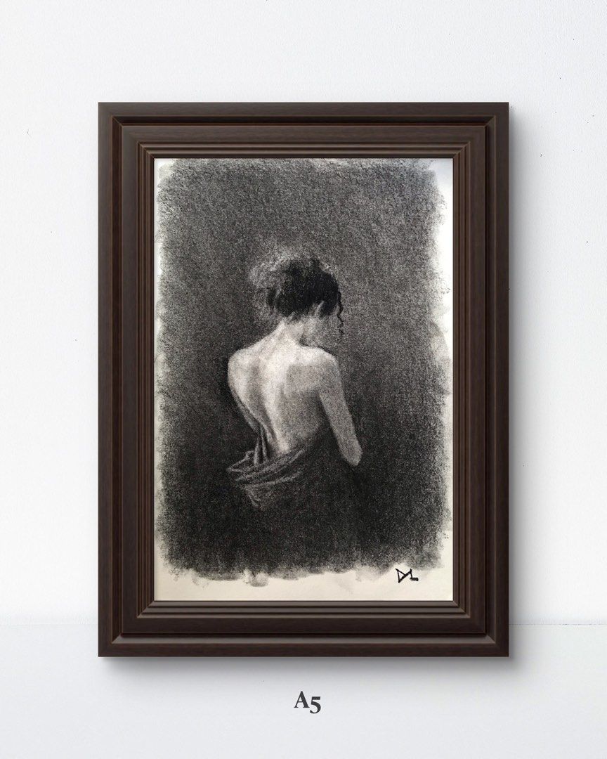 Charcoal Drawing (Category: Art & Prints) located in Salug. Submitted by dylart (Listing ID 1470710279, Image 1). Description: Title: Girl in a Blanket Size: A5 Medium: Charcoal Year: 2026 Artist: Jundyl Simyunn Sample lang po ang frame.