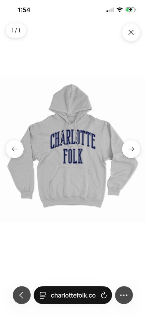 Charlotte Folk grey hoodie (Category: Hoodies) located in Quezon City. Submitted by vvenq (Listing ID 1470723671, Image 1). Description: - Brand: Charlotte Folk - Size: Large 60% Cotton 40% Polyester Regular Fit Unisex Silkscreen Print.