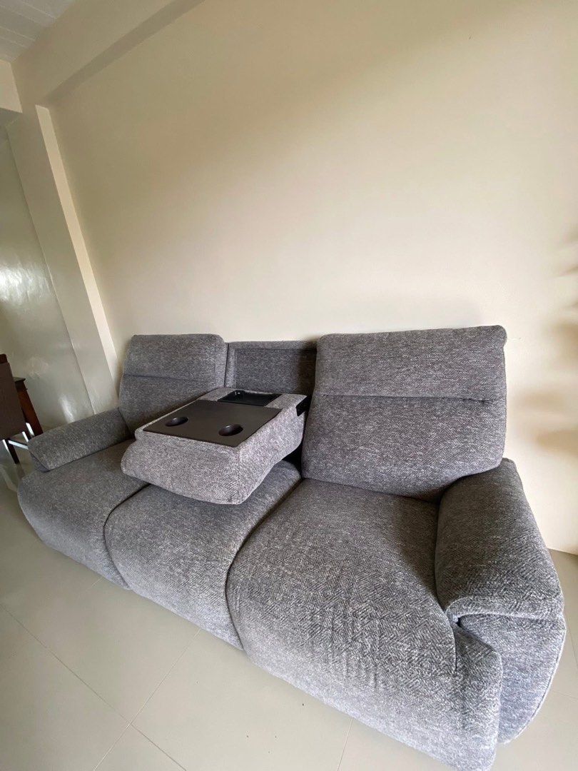 CHEERS 3-seater reclining sofa (Category: Sofas) located in Manila. Submitted by ana.sarmiento (Listing ID 1470714684, Image 3). Description: Pwedeng pwede sa maarte at maselan. 1 year old sofa. SRP: 60k plus, but I paid thru straight payment, kaya nakuha ko ng 48k. Selling for 28k. NEGOTIABLE for sure buyers. Condition: Like new, 6 months lang nagamit and naka-cling wrap na siya since then. Well-maintained since 3 lang kami sa apartment and lagi