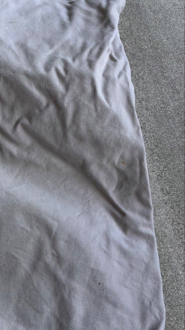 Cherokee beige canvas carpenter jorts size 40 (Category: Shorts) located in Cabuyao City. Submitted by bulandos (Listing ID 1470655765, Image 3). Description: - Brand/Model: Cherokee Utility Shorts - Color: Light Beige - Size: Waist 40 - Material: 100% Cotton (Made in Egypt) - Features: Multiple pockets and side utility loop - Care: Machine washable - Flaw: Small stain near the lower leg hem.