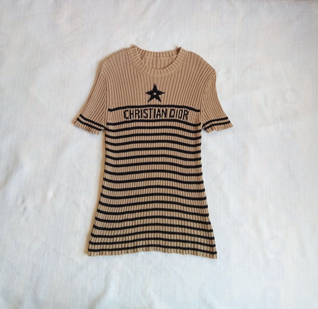 Christian Dior striped brown knitted top (Category: Shirts) located in Bagabag. Submitted by thrift_stories96 (Listing ID 1470706094, Image 1). Description: Christian Dior striped brown knitted top Small to medium frame Length - 22.5 Width - 12.5 stretch up to 16 Condition - 9/10 Color and cloth - 9.5/10 Flaw - remove necktag.