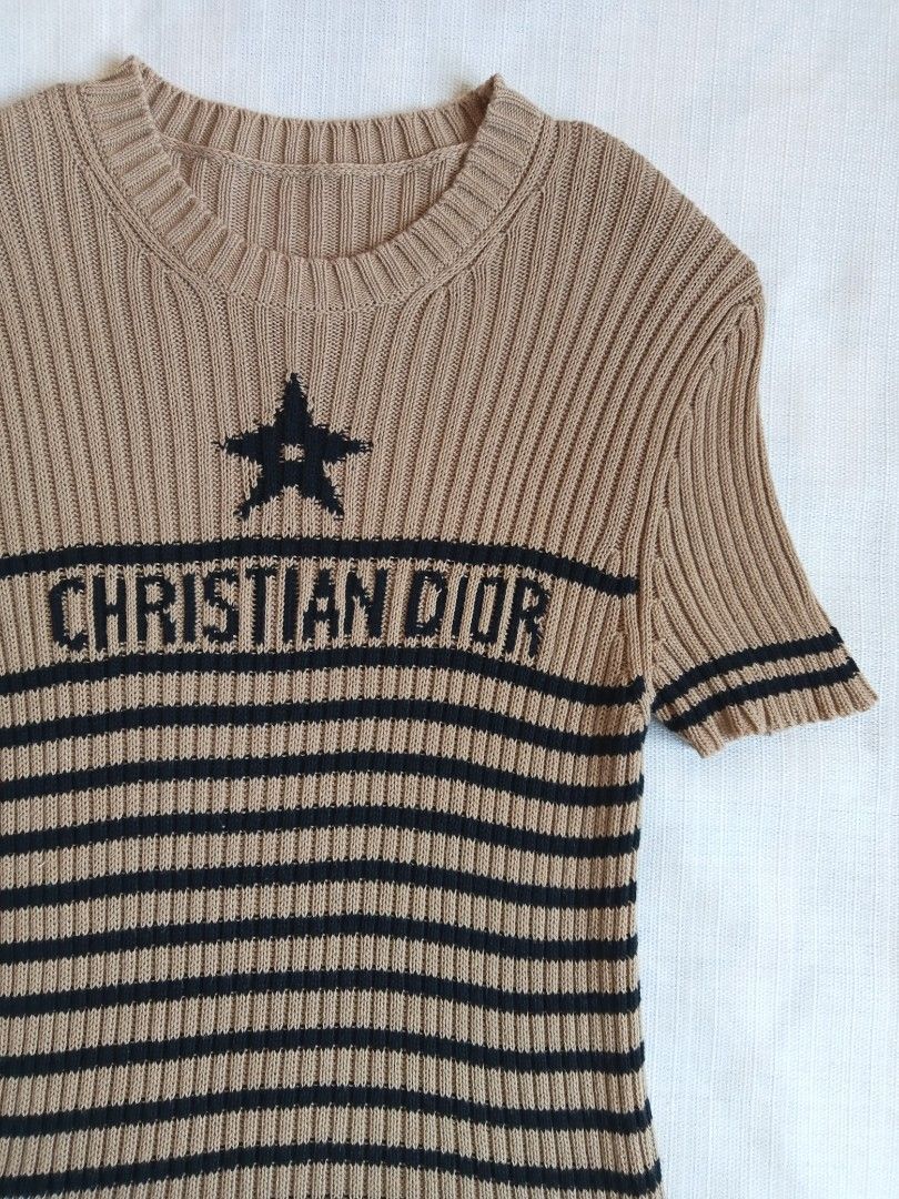 Christian Dior striped brown knitted top (Category: Shirts) located in Bagabag. Submitted by thrift_stories96 (Listing ID 1470706094, Image 2). Description: Christian Dior striped brown knitted top Small to medium frame Length - 22.5 Width - 12.5 stretch up to 16 Condition - 9/10 Color and cloth - 9.5/10 Flaw - remove necktag.