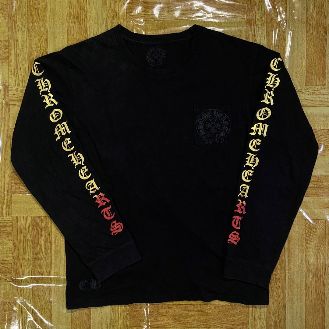 Chrome Hearts Longsleeves (Category: Hoodies) located in Dasmarinas. Submitted by thrift2gems (Listing ID 1470704569, Image 1). Description: Chrome Hearts Gradient Horseshoe Longsleeves✨ -WIDTH: 20 -LENGTH: 25 -COLOR RATE: 9.3/10 -CONDITION: 9.3/10 -ISSUE: NEED WASH , SLIGHTLY FADE NECK.