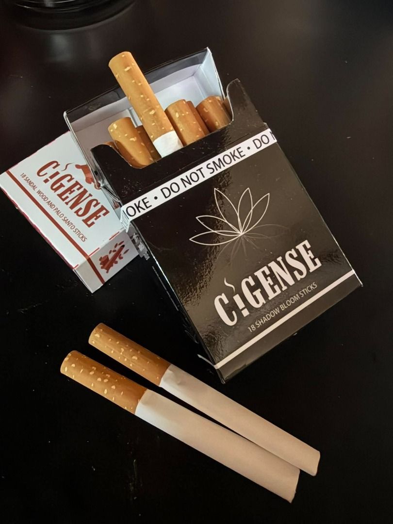 Cigarette style incense (Category: Home Fragrance) located in Taguig. Submitted by cigense (Listing ID 1470735688, Image 1). Description: Cigarette style incense sticks For incense use only. This product is not a cigarette, tobacco product, or smoking product. Do not smoke or inhale. 8-12 mins per stick 18 sticks per box Available scents -lavender -shadow bloom -spiced vanilla -sacred wood.
