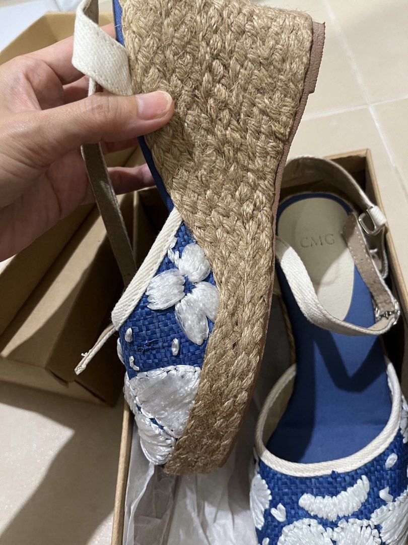 CMG Embroidered Espadrille Wedge (Category: Wedges) located in Paranaque City. Submitted by lil.ac (Listing ID 1470673930, Image 2). Description: Used once indoors. Eur 39 true to size Have another color in pink, posted. Buy both for 1500.