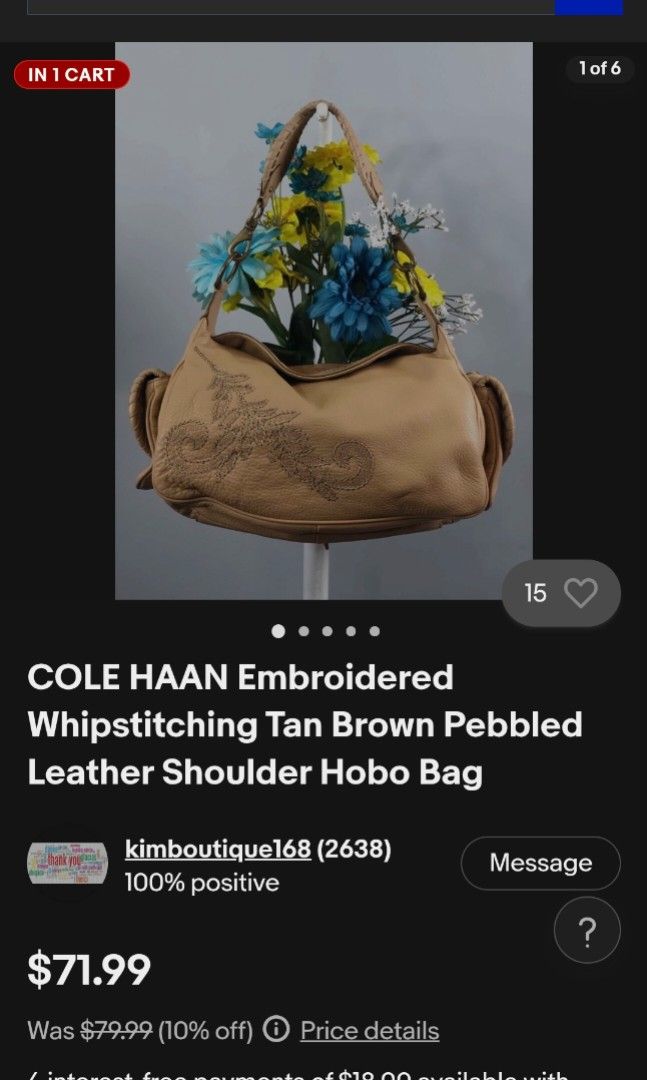 COLE HAAN LEATHER SHOULDER BAG (Category: Shoulder Bags) located in General Mariano Alvarez. Submitted by adonid (Listing ID 1470631114, Image 2). Description: GOOD CONDITION ORIGINAL COLE HAAN LEATHER SHOULDER BAG NORMAL SIGN OF USAGE NO ISSUE.