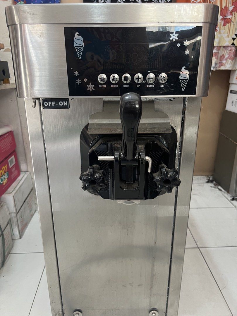 Commercial Soft Serve Ice Cream Machine MK-18CTBA (Category: Ice-cream Makers) located in Manila. Submitted by gh0yb00 (Listing ID 1470605063, Image 2). Description: - Model: MK-18CTBA (Manufactured August 2023) - Material: Durable Stainless Steel - Power: 220V / 60Hz / 1600W - Output Capacity: 18 to 20 Liters per hour - Weight: 80kg Net / 90kg Gross - Control Panel: Digital display with Freeze, Wash, Stop, Up, Down, and Set buttons - Bonus: Incl
