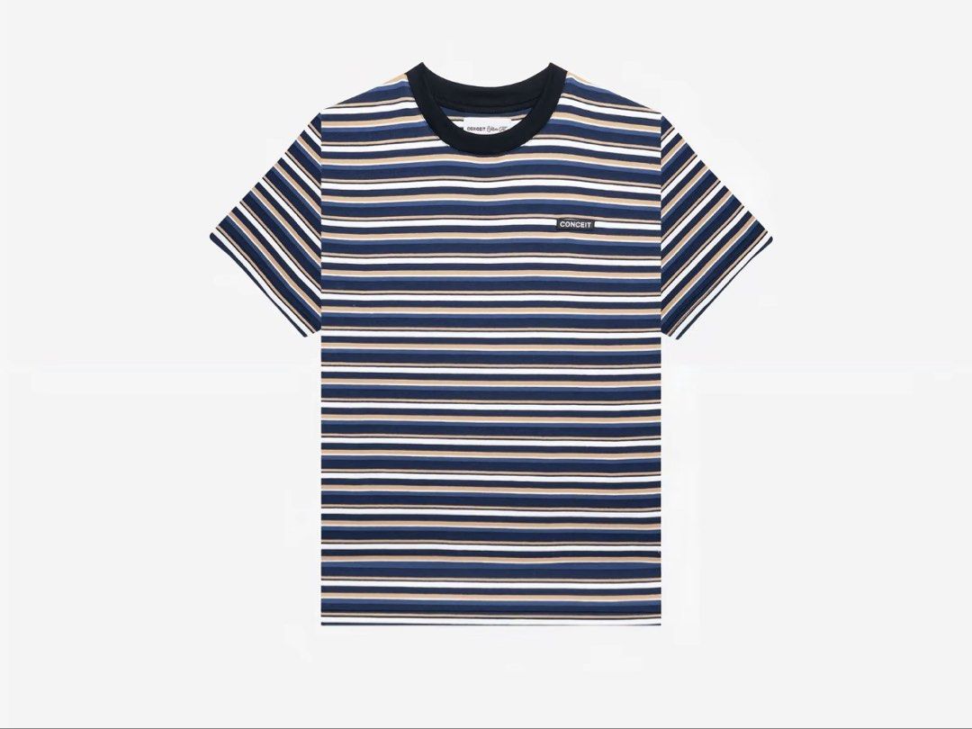 CONCEIT Striped Short Sleeve T-Shirt (Medium) (Category: Tshirts & Polo Shirts ) located in Manila. Submitted by mateo_06 (Listing ID 1470595838, Image 1). Description: - Design: Multi-colored stripes with a stylish black ribbed collar and CONCEIT chest tag - Material: Comfortable and durable cotton-poly blend - Style: Versatile casual everyday top perfect for daily wear - Condition: Like new.