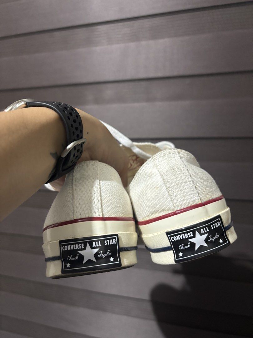 Converse Chuck Taylor 70 Low White/Parchment (Category: Sneakers) located in Meycauayan. Submitted by justinnekim_u (Listing ID 1470661379, Image 3). Description: Converse Chuck 70 Low in Parchment/White • Size: US 8.5 Men’s • Condition: Excellent pre-loved condition, looks almost new. Clean canvas, minimal wear, just light marks on the heel. • No original box (from balikbayan box) • Thick canvas, glossy vintage midsole Meetup: Meycauayan Bulacan
