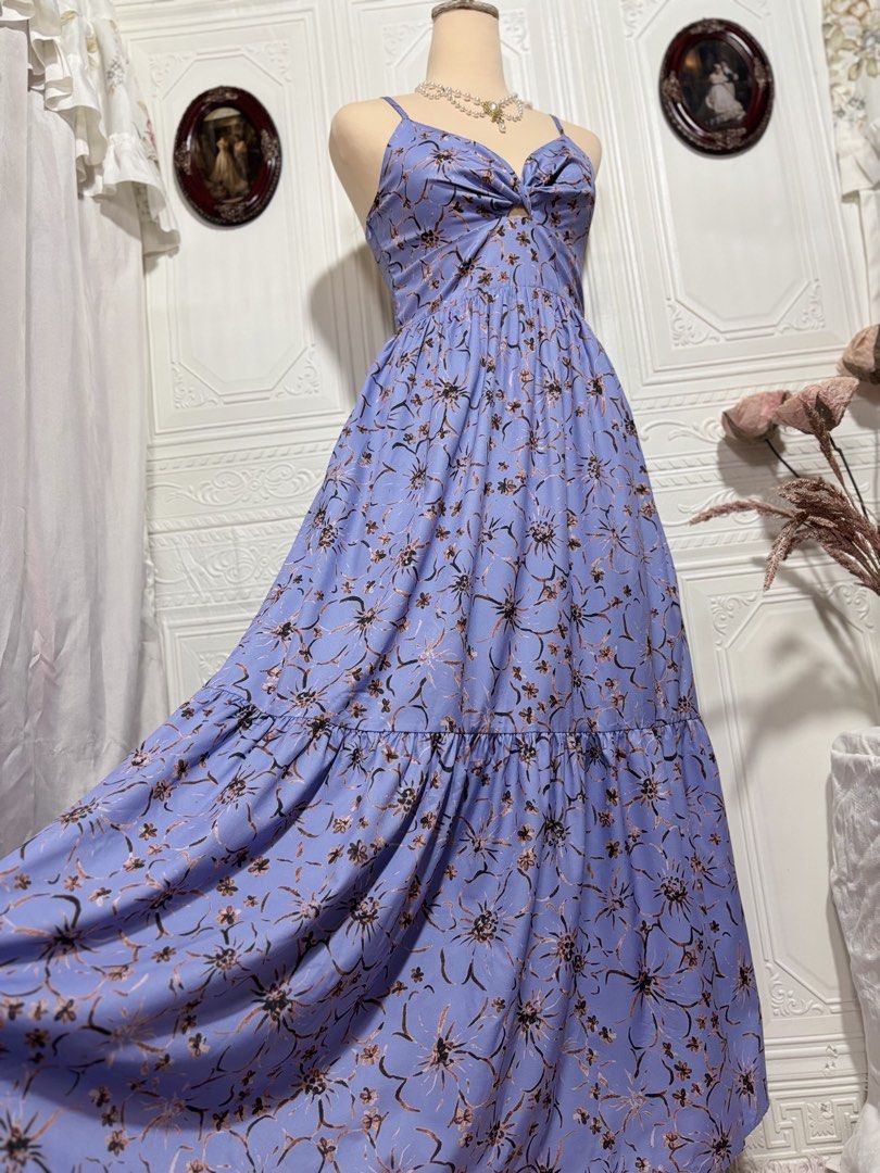 Cornflower Blue Tiered Maxi Dress (Category: Dresses) located in San Jose. Submitted by vintagely_retro (Listing ID 1470652900, Image 2). Description: HQ fabric | sidezip | smocked back | adjustable straps Measurements: Frame XS-Medium Bust 30-36” Waist 26-32” Length 49-51” .