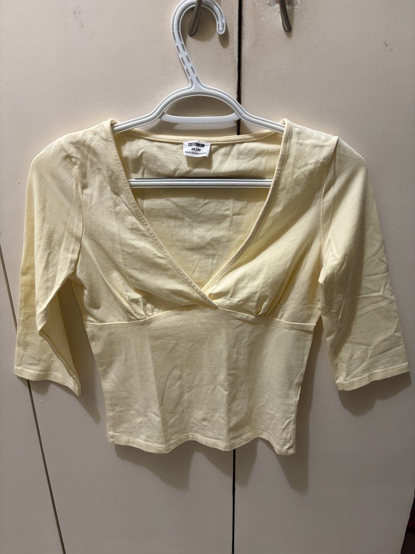 Cotton on 3/4 sleeves yellow (Category: Longsleeves) located in Quezon City. Submitted by herprelovedd (Listing ID 1470568035, Image 1). Description: Want to change to small .