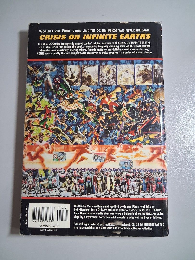 Crisis on Infinite Earths TPB (Category: Comics & Manga) located in Manila. Submitted by platelicker (Listing ID 1470743006, Image 2). Description: F+ condition MOP: GCash MOD: Lalamove c/o buyer Pasig loc PM for any inquiry.