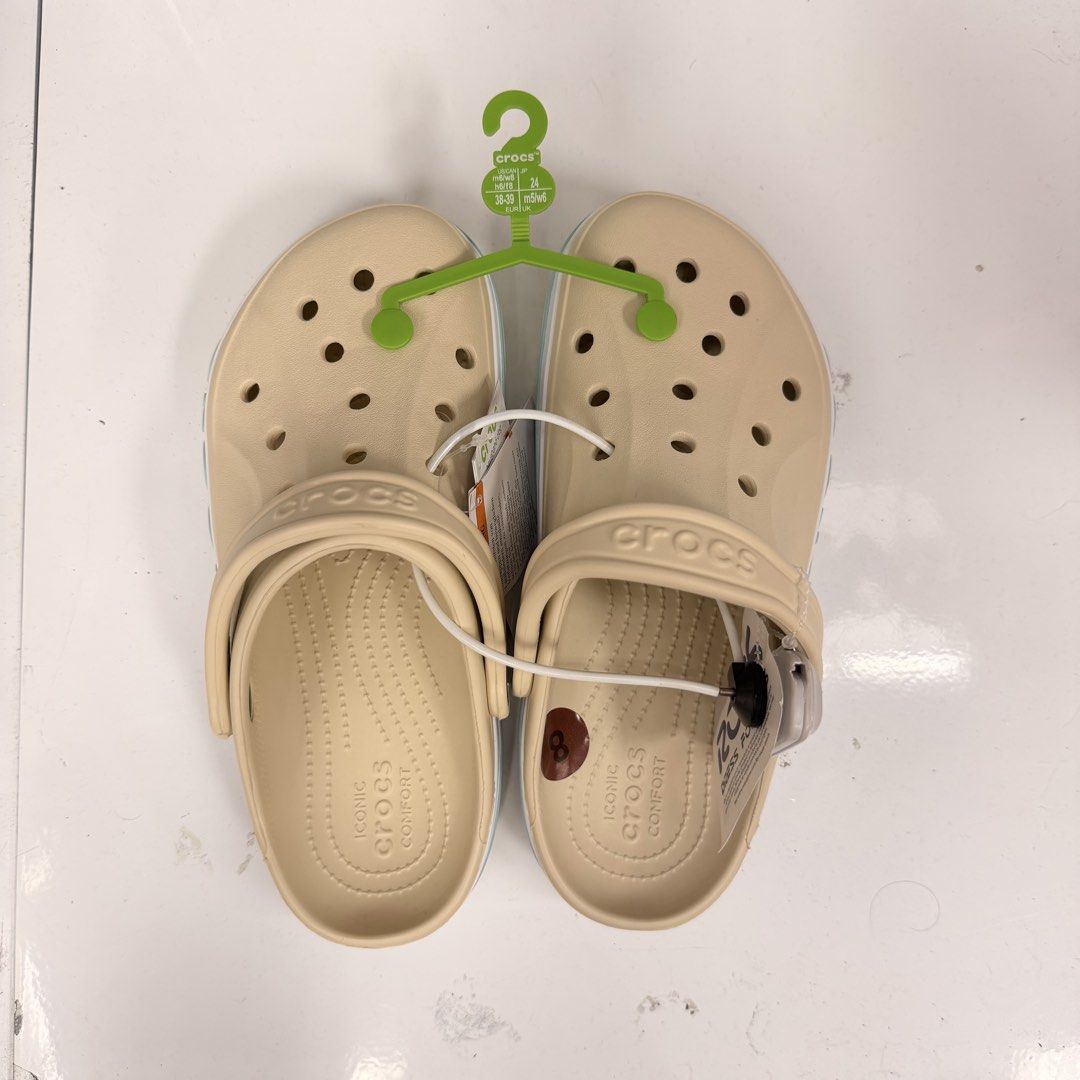 Crocs Classic Clogs Multiple Colors Sizes Available (Category: Slippers and slides) located in Manila. Submitted by thriftsbyfelas (Listing ID 1470672977, Image 1). Description: - 100% Brand new with original retail and security tags attached - Available Colors: Beige, White with printed strap, and Pink - Iconic Crocs comfort footbed for all-day support - Ventilation holes on top for enhanced breathability - Pivoting heel straps for a more secure