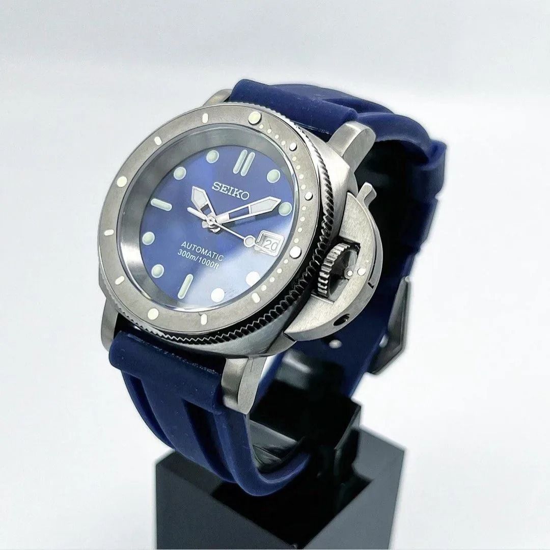 Custom S. Mod Blue Pam Submersible Titanium 40MM Automatic Watch, Men's ...