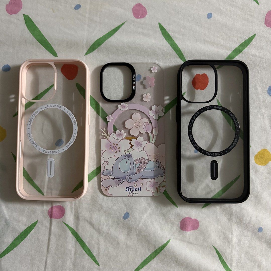 Cute original branded iphone 16 cases (Category: Cases & Sleeves) located in Quezon City. Submitted by aychie (Listing ID 1470702922, Image 2). Description: Selling my cute original branded iphone 16 cases 🌸 - 2 Casebang cases (with Stitch cover) - Original Pink Speck case (honest issue: may mark na naiwan from using popsocket, kita naman sa picture) Will give na yung free clear TPU case PRICE NEGOTIABLE Loc: Fairview or Katipunan .