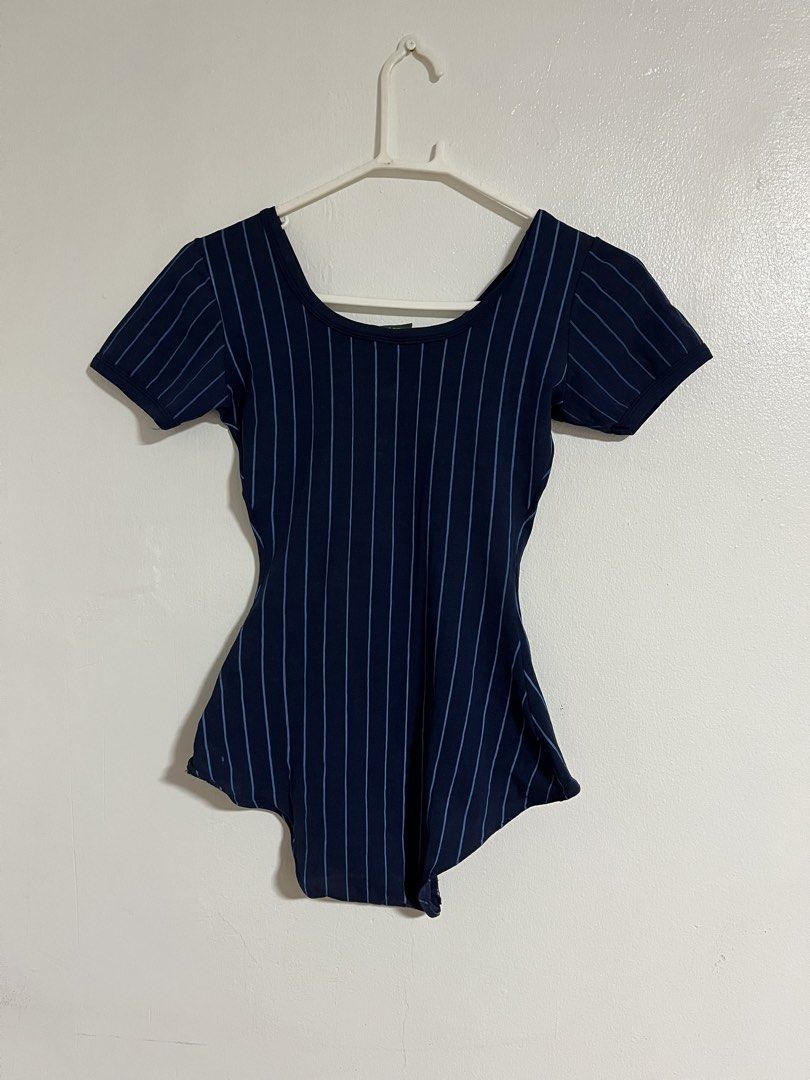 Dance Centre Covent Garden Pinstripe Leotard (Category: Bikinis & Swimsuits) located in Cabuyao City. Submitted by rdtrmt (Listing ID 1470575389, Image 3). Description: - Brand: Dance Centre Covent Garden - Color: Navy blue with light blue pinstripes - Design: Scoop neck, short sleeves - Material: Comfortable stretch fabric - Condition: Excellent; still in good condition.