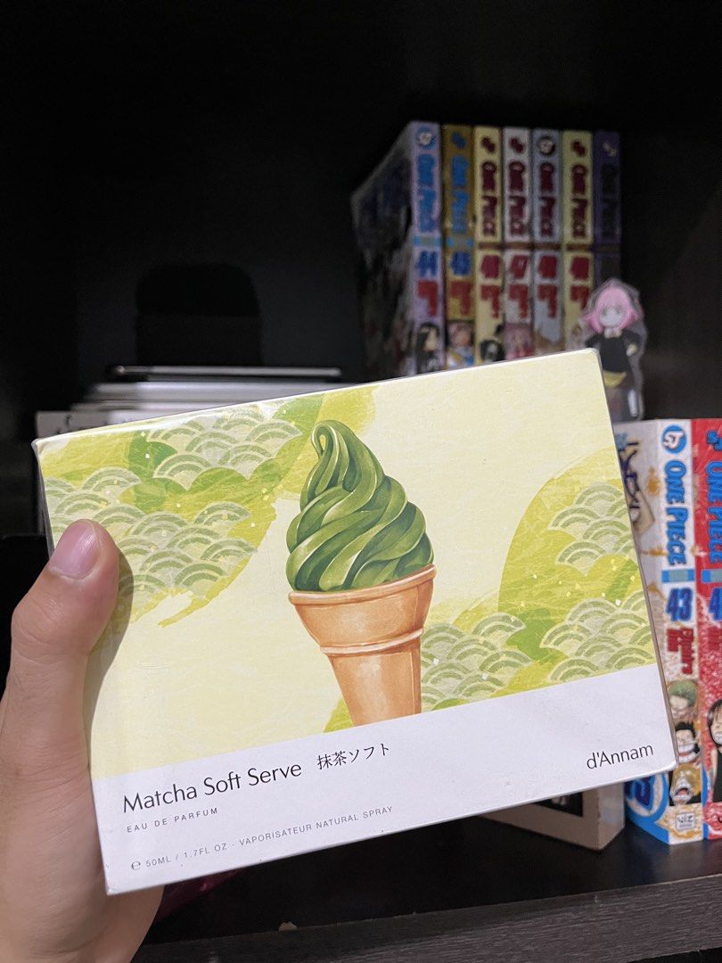 d'Annam Matcha Soft Serve Eau de Parfum 50ml (Category: Fragrance & Deodorants) located in Manila. Submitted by hankim24 (Listing ID 1470648495, Image 1). Description: - Brand: d'Annam - Fragrance: Matcha Soft Serve - Size: 50ml / 1.7 fluid ounces - Format: Vaporisateur natural spray - Condition: Brand new, fresh packaging, unopened box - Packaging details: Features a charming matcha ice cream illustration with Japanese text alongside the English