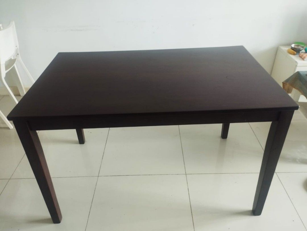 IKEA Nasinge Table (Category: Tables & Sets) located in Kuala Lumpur. Submitted by raghav247 (Listing ID 1470701613, Image 1). Description: IKEA Nasinge Table Condition: Very good (9.5/10) Original Purchase price: RM 599 Asking Price: RM 200 - Material: Solid dark brown wood with a sturdy build & with strong legs.