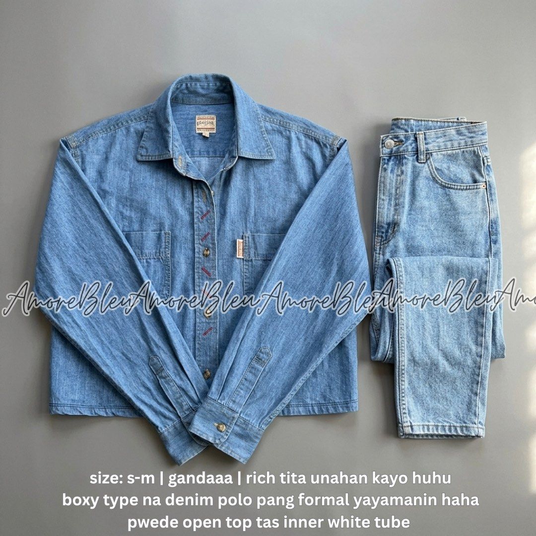 DENIM BOXY POLO TOP (Category: Blouses) located in Malasiqui. Submitted by amorexbleu (Listing ID 1470580854, Image 1). Description: loc: malasiqui pangasinan jnt ship only | no cod small med.