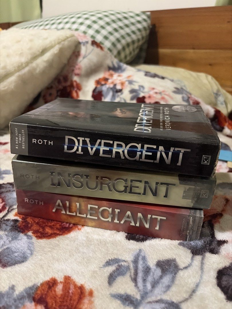 Divergent Trilogy by Veronica Roth (Paperback) (Category: Storybooks) located in Manila. Submitted by mbtm11 (Listing ID 1470703105, Image 1). Description: Get all three books for 600. If buying only one book, the following pricing applies: Divergent - 200 Insurgent - 300 Allegiant - 300 No annotations/markings. Still in good condition except normal yellowing of pages from time. RFS: Decluttering.