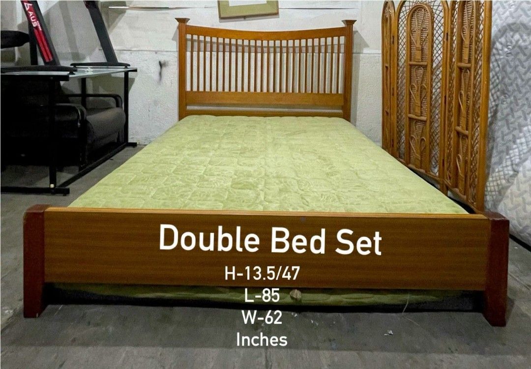Double Bed Frame and Mattress Set (Category: Bed Frames & Mattresses) located in Quezon City. Submitted by dannikkishoppe2 (Listing ID 1470647821, Image 2). Description: Double Bed Frame and Mattress Set‼️₱22000‼️ Elegant wooden design, perfect for your bedroom! 🤎 Please manage your expectations as there might be minimal flaws. Color may vary due to lighting, it may appear darker or lighter in person. Check photos first before buying. Please ref