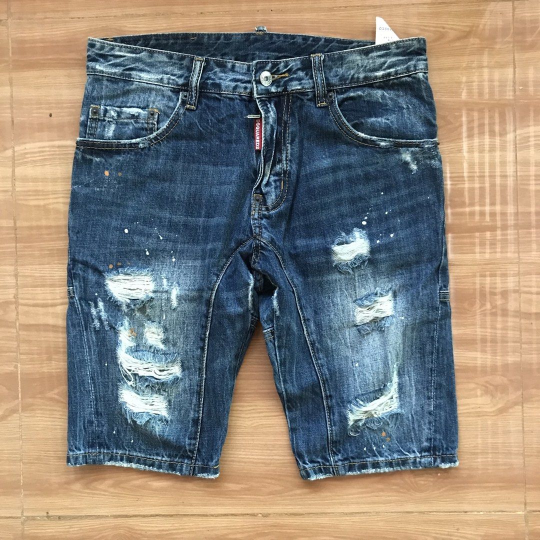 Dsquared Denim Short (Category: Jeans) located in Cebu City. Submitted by whytruekoy (Listing ID 1470589915, Image 1). Description: Dsquared Distressed Denim Short Authentic Size 31 Length 20 Hem 7 Thigh 11 Excellent.