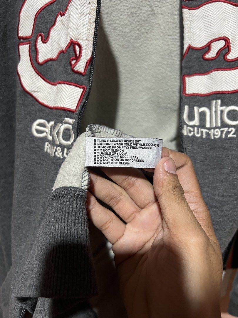 Ecko unltd Iconic Hoodie (Category: Coats, Jackets and Outerwear) located in Sibulan. Submitted by rustysbestpick (Listing ID 1470673633, Image 3). Description: Authentic Excellent condition Distressed design Medium on tag Dimes: 22x27 Washed & ready to wear.