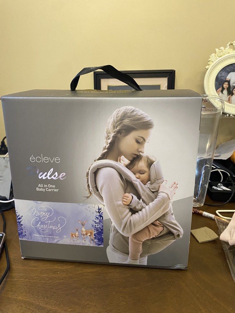 ECLEVE Ultimate Comfort Hip Seat Carrier (Category: Carriers & Slings) located in Santa Rosa. Submitted by hoardqueensdeclutter (Listing ID 1470677364, Image 2). Description: - Brand: ECLEVE Pulse All in One Baby Carrier - Color: Versatile neutral grey - Ergonomic hip seat design helps reduce back strain - Multiple carrying positions available as baby grows - Condition: Brand new and untouched inside original box (box has minor storage wear).