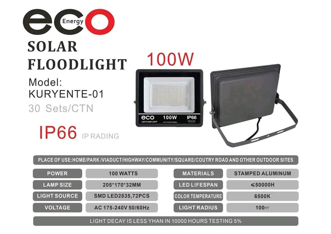 Eco solar flood light (Category: Lighting) located in Manila. Submitted by saguittarian06 (Listing ID 1470715351, Image 1). Description: .