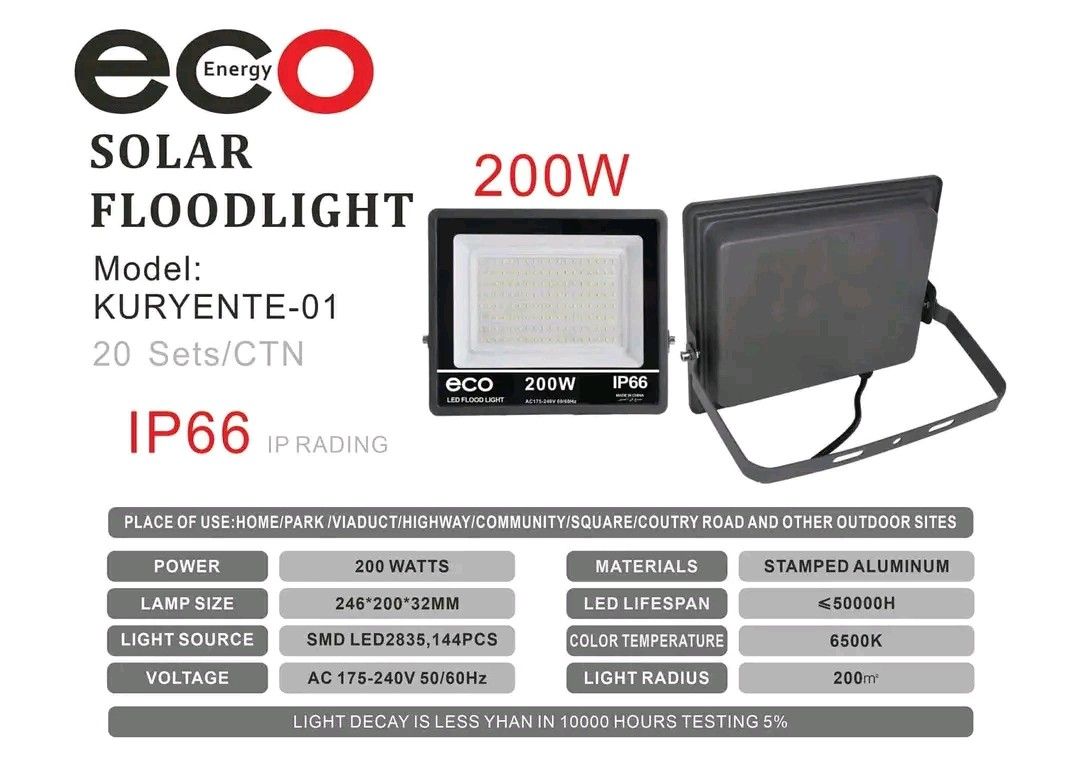 Eco solar flood light (Category: Lighting) located in Manila. Submitted by saguittarian06 (Listing ID 1470715351, Image 2). Description: .
