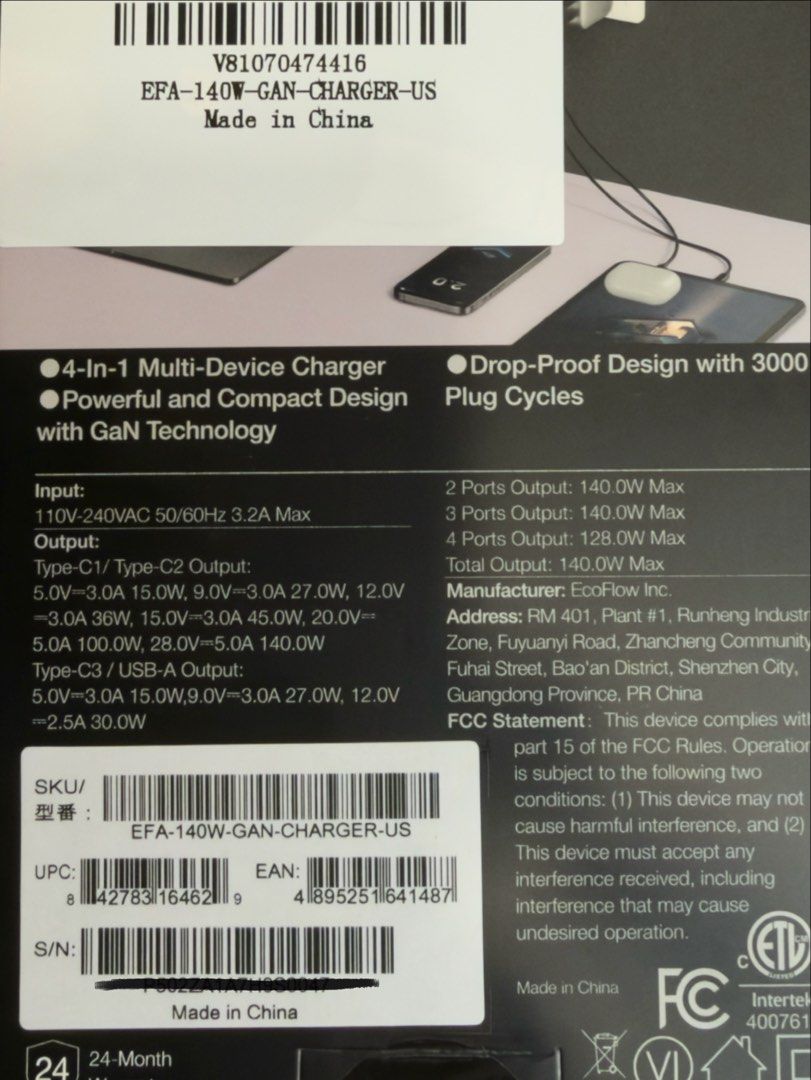 Ecoflow 140W GaN Charger, Computers & Tech, Parts & Accessories ...