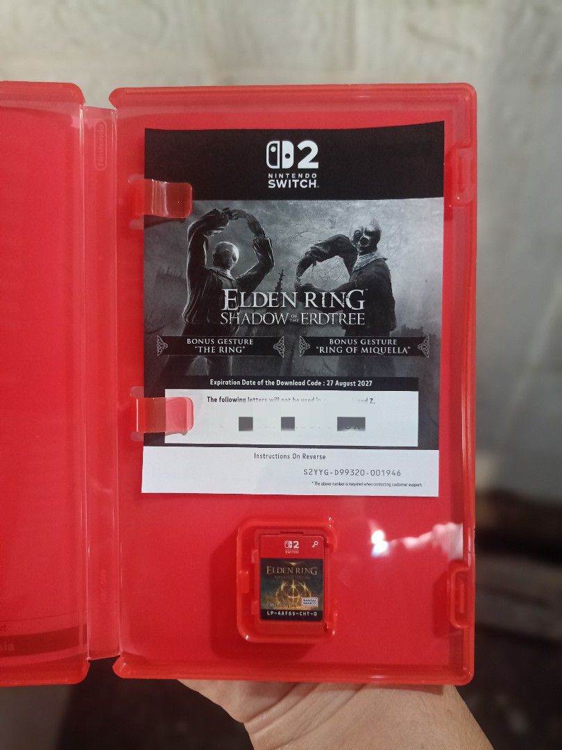 Elden Ring Tarnished Edition Nintendo Switch 2 (Category: Nintendo) located in San Narciso. Submitted by timsecret (Listing ID 1470740995, Image 3). Description: RFS: Done with the game Last Price: 3,500 - Game: Elden Ring Tarnished Edition for Nintendo Switch 2 - Included: Game cartridge and bonus gesture download code - Code Expiry: August 27, 2027 - Condition: Case and cartridge are clean and well-maintained - Mode of transaction: Shipping onl