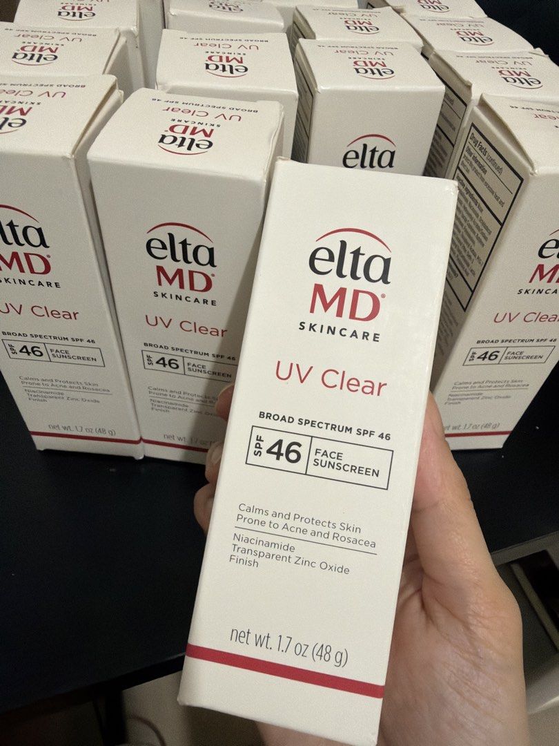 EltaMD UV Clear Broad-Spectrum SPF 46 Face Sunscreen (Category: Face Care) located in Las Pinas. Submitted by miacaa (Listing ID 1470718145, Image 1). Description: - EltaMD UV Clear Facial Sunscreen SPF 46 (100% Authentic from the US) - Expiry: March 2027 - Size: 1.7 oz (Full size, brand new in box) (48 g) - Ideal for acne-prone, sensitive, and rosacea-prone skin - Powered by Niacinamide and transparent zinc oxide - RFS: fresh padala from the US 