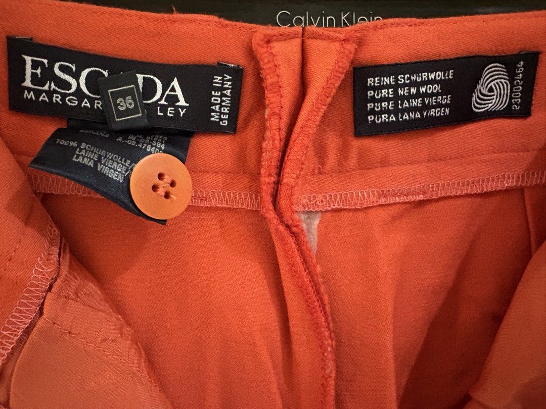 Escada Margaretha Ley Orange Trousers (Category: Other Bottoms) located in Muntinlupa City. Submitted by jane226ph (Listing ID 1470680722, Image 2). Description: Classic ESCADA by Margaretha Ley Earlier collection / circa 1990s (estimated) An original high end luxury designer piece from our family’s private wardrobe collection, personally owned and kept in long term storage. Beautifully tailored in wool, well kept condition. A timeless wardrobe i