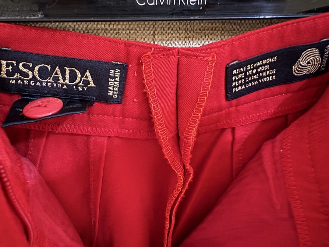 Escada Margaretha Ley Red Trousers (Category: Other Bottoms) located in Muntinlupa City. Submitted by jane226ph (Listing ID 1470685634, Image 2). Description: Classic ESCADA by Margaretha Ley Earlier collection / circa 1990s (estimated). An original high end luxury designer piece from our family’s private wardrobe collection, personally owned and kept in long term storage. Beautifully tailored in wool, well kept condition. A timeless wardrobe inv