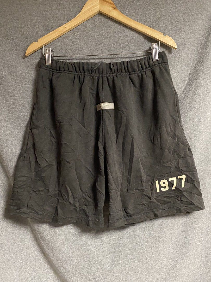 Essentials FOG 1977 (Category: Shorts) located in Cabuyao City. Submitted by ukaythriftshirt (Listing ID 1470674755, Image 1). Description: Essentials FOG 1977 "dark gray or iron color way" Excellent Condition Waist 30-32 Length 18 Color rate 9/10 No hard issue need wash only to look new again - 450.
