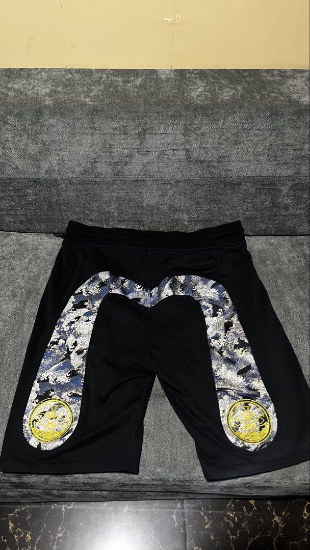Evisu shorts (OFF only) (Category: Shorts) located in Tacloban City. Submitted by rxluminoque (Listing ID 1470662630, Image 1). Description: Embroidered design 34-36 waist 23 Length .