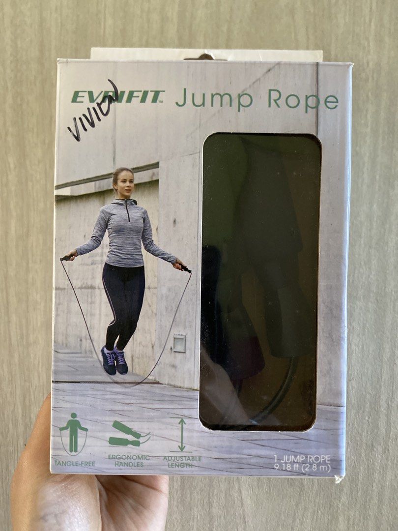 Evrifit™ Jump Rope (Category: Cardio & Fitness Machines) located in Cainta. Submitted by stuff_4_sale_dump (Listing ID 1470606070, Image 2). Description: 9.18 feet / 2.8 meters tangle-free, fully adjustable ergonomic foam handles for comfy grip for indoor and outdoor cardio, endurance, and stamina workouts in original retail box.