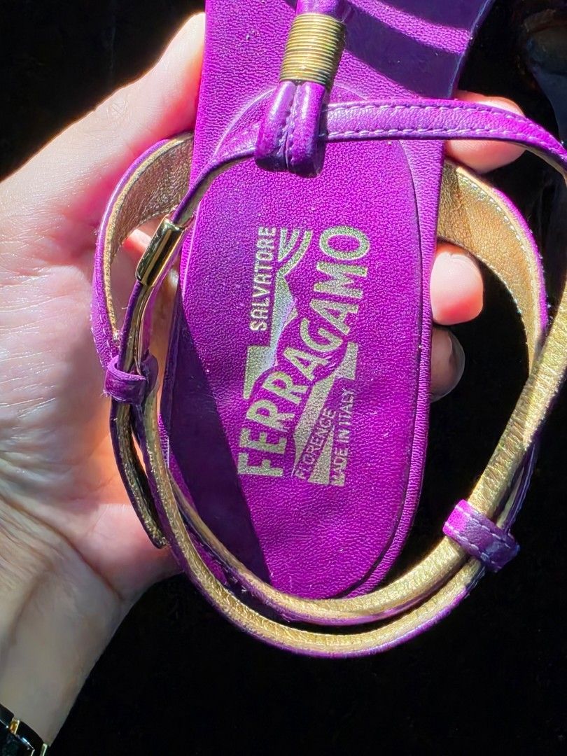Ferragamo Salvatorre Authentic (Category: Luxury Apparel) located in Iloilo. Submitted by floresse (Listing ID 1470659323, Image 1). Description: Authentic Ferragamo Salvatorre sandals orange and violet size 23cm as it is, no box personal owned, seldom used. iloilo city ship via J&T with box (free sf nationwide).